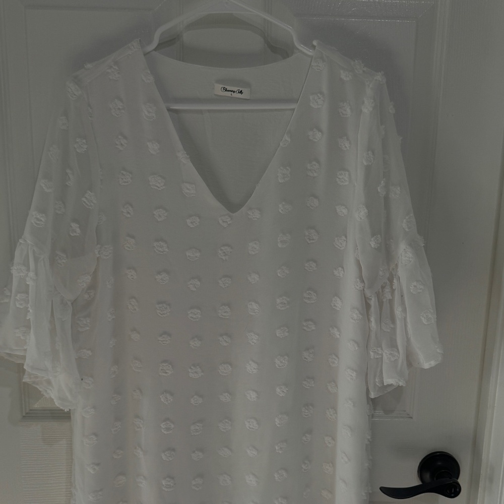 White women's dot pattern dress
